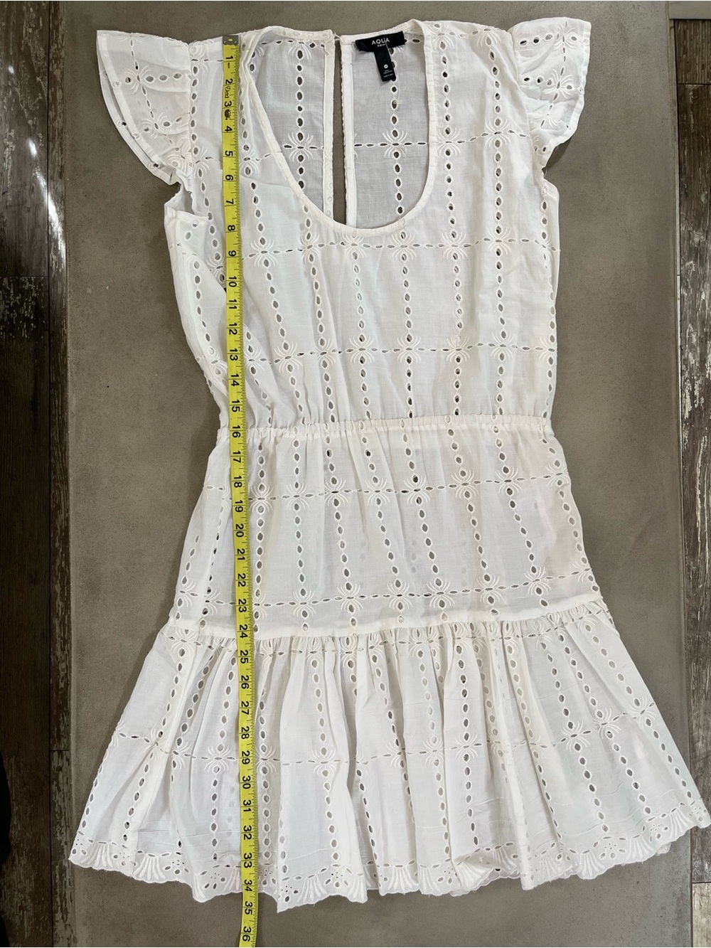 Aqua Tank Eyelet Cover-up Dress White Women's Size Medium New - Picture 4 of 7